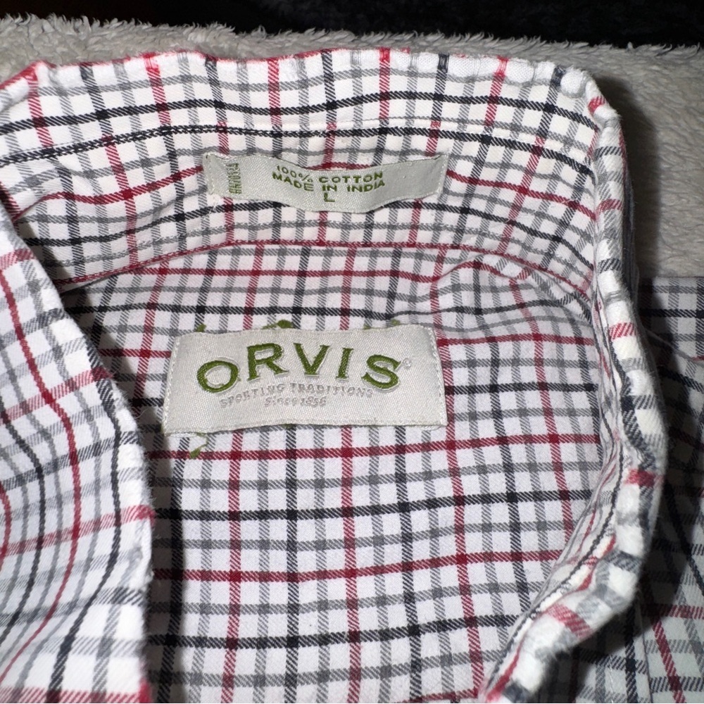 Orvis Red and Blue Plaid Men's Shirt - Picture 2 of 5